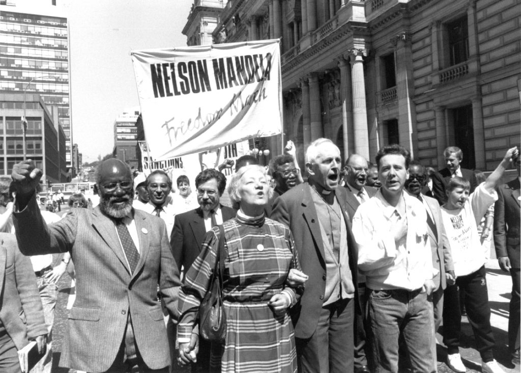 Anti-Apartheid freedom march in Glasgow, Scotland, 1988.