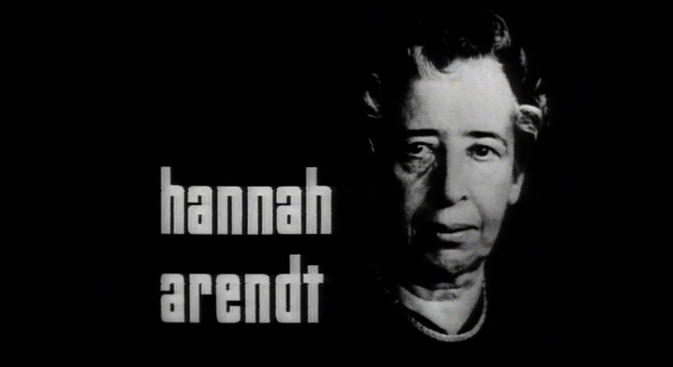 A film still of Hannah Arendt.
